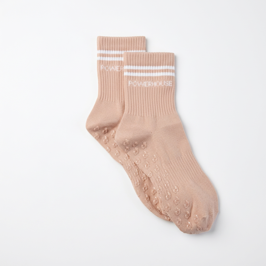 POWERHOUSE Studio Grip Socks - Blush/White