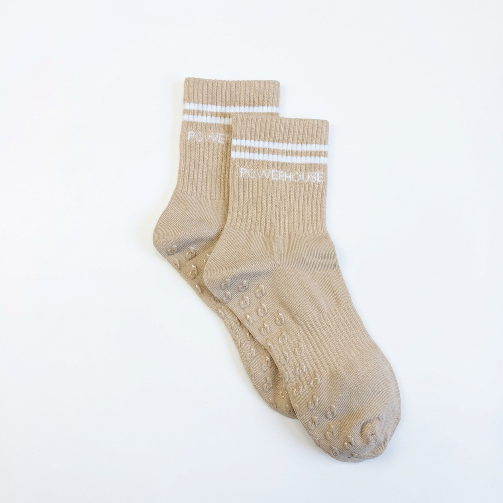 POWERHOUSE Studio Grip Socks - Cream/White