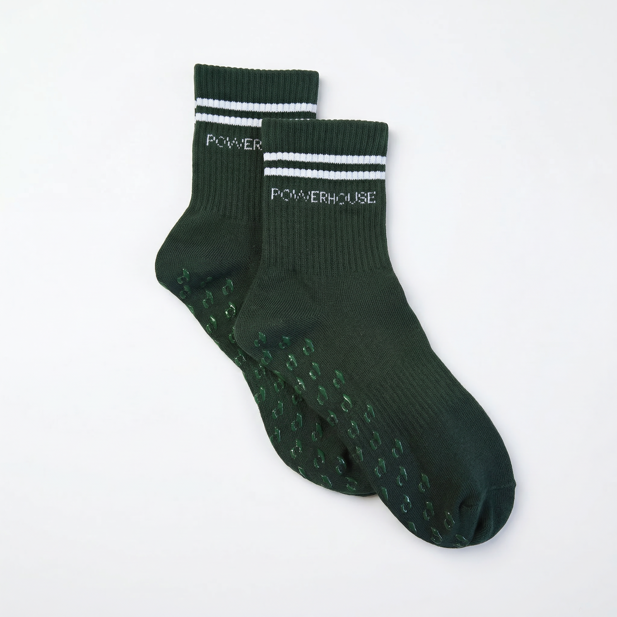 POWERHOUSE Studio Grip Socks - Forest/White