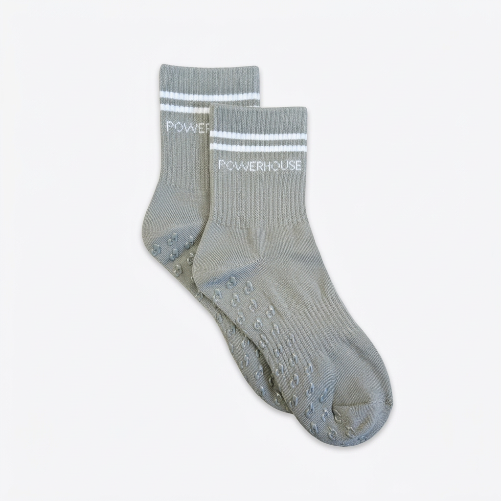 POWERHOUSE Studio Grip Socks - Gray/White