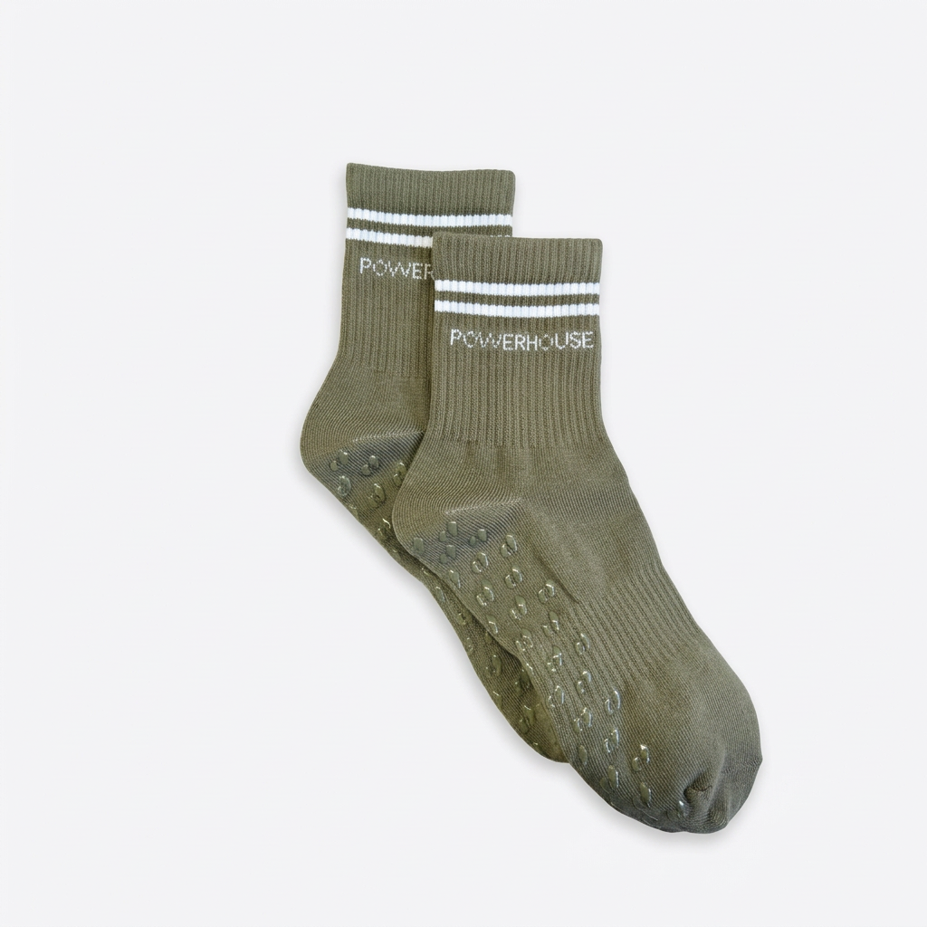 POWERHOUSE Studio Grip Socks - Olive/White