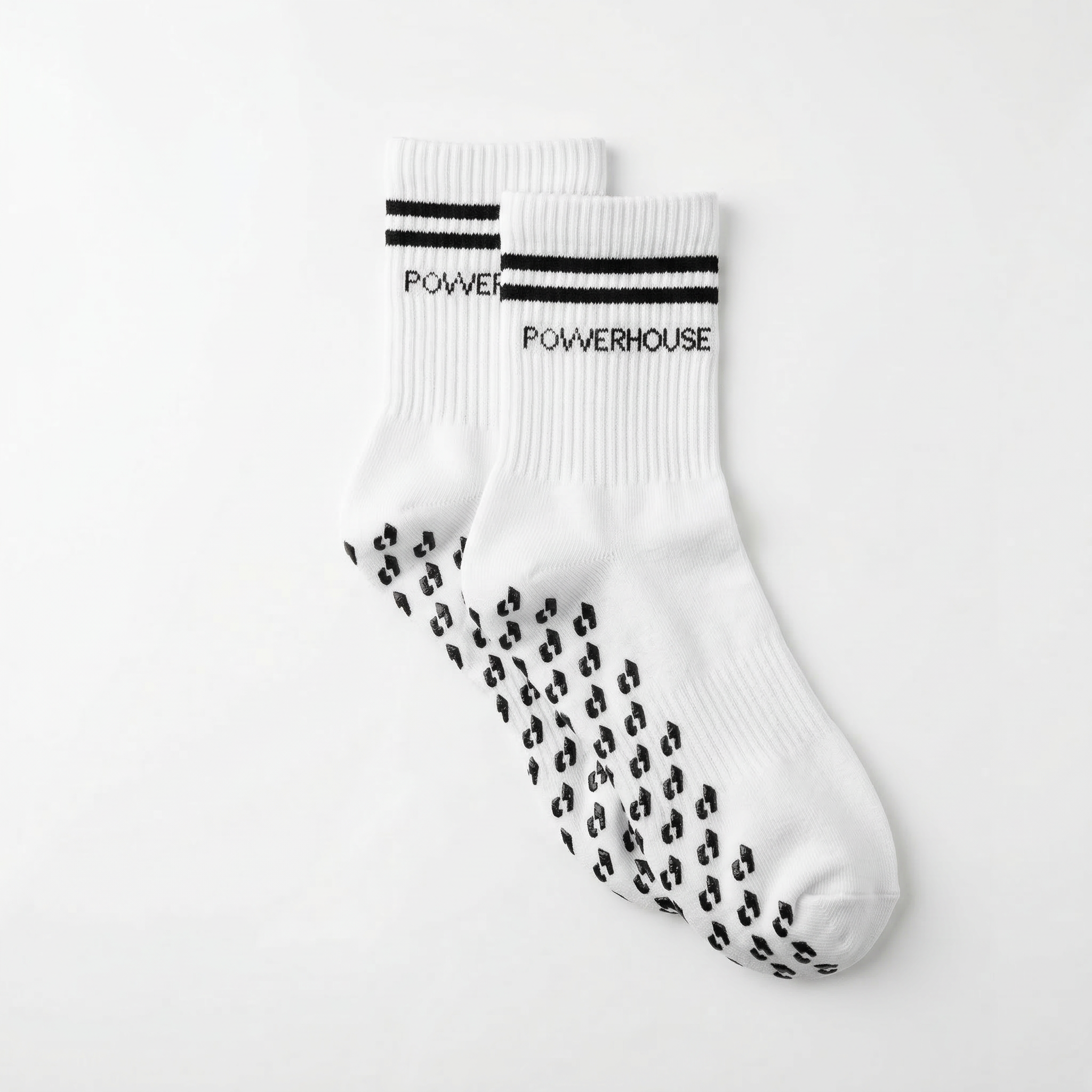 POWERHOUSE Studio Grip Socks - White/Black
