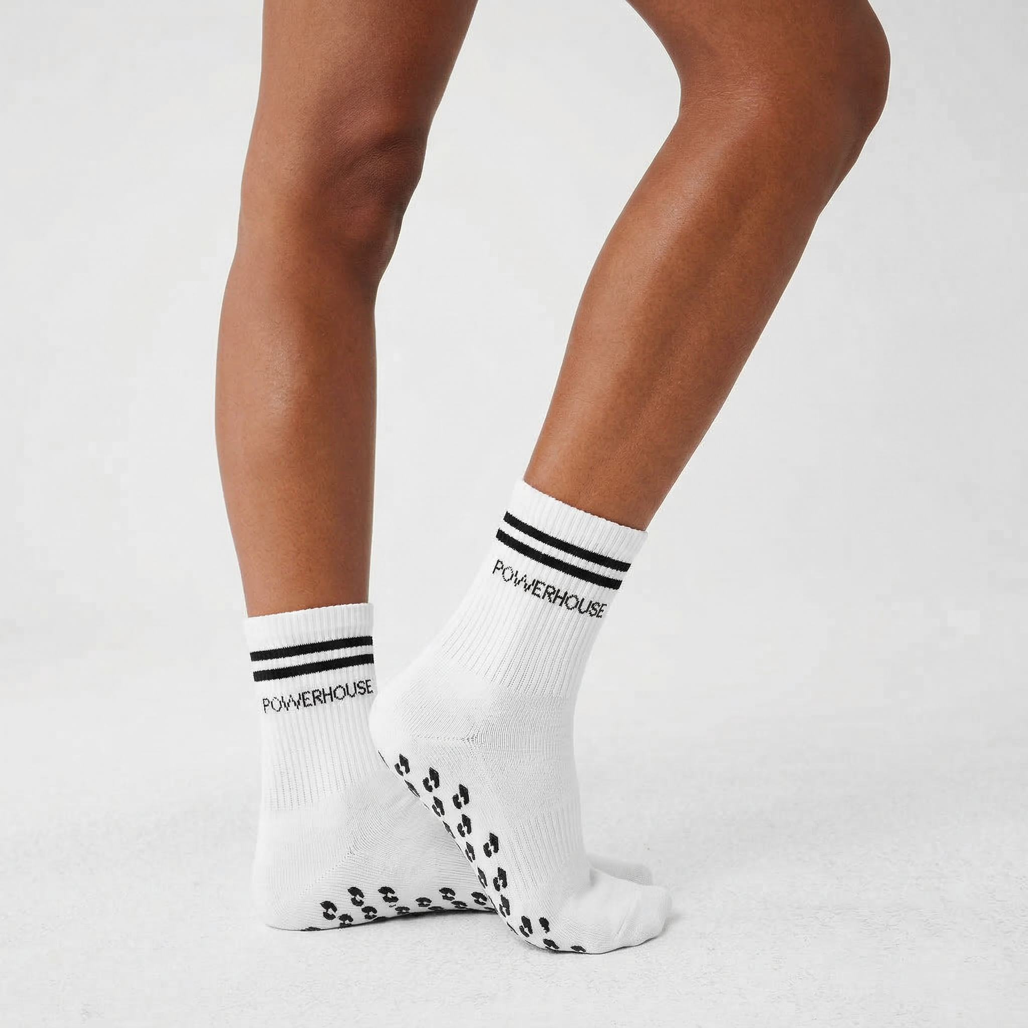 POWERHOUSE Studio Grip Socks - White/Black
