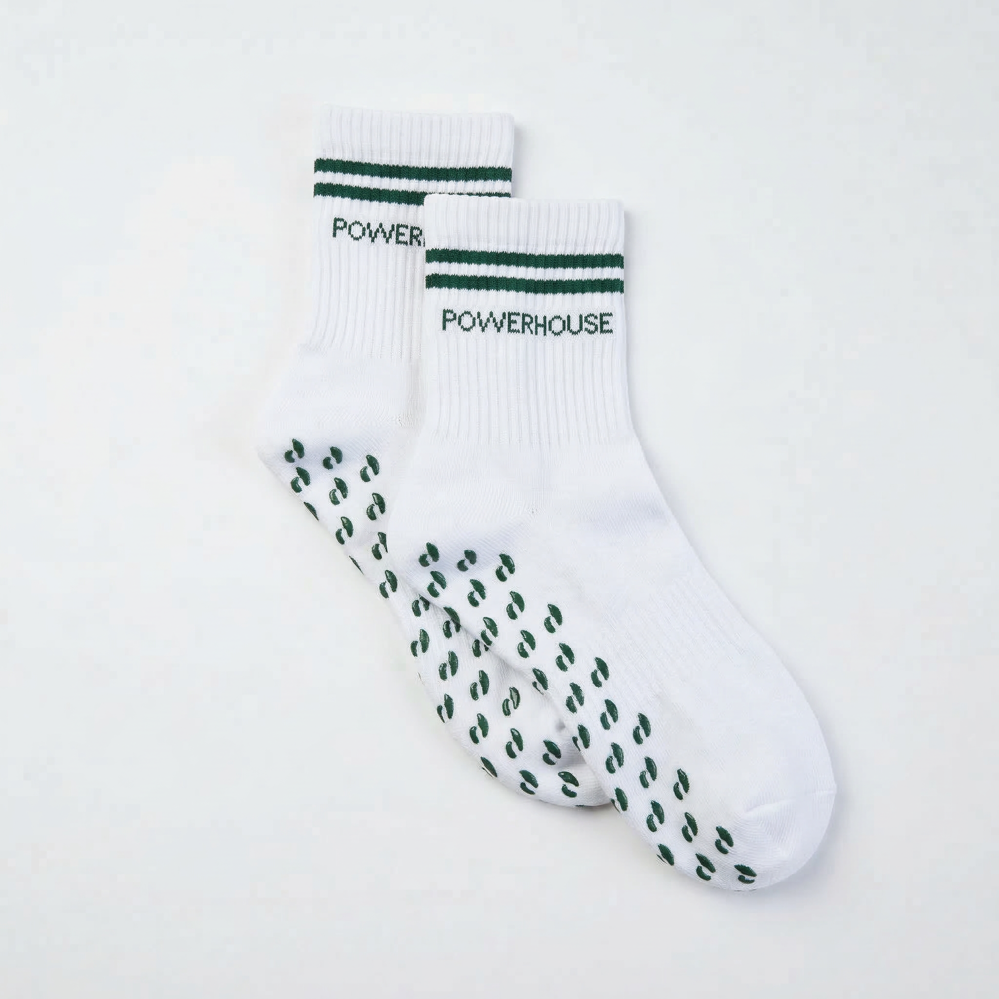 POWERHOUSE Studio Grip Socks - White/Forest