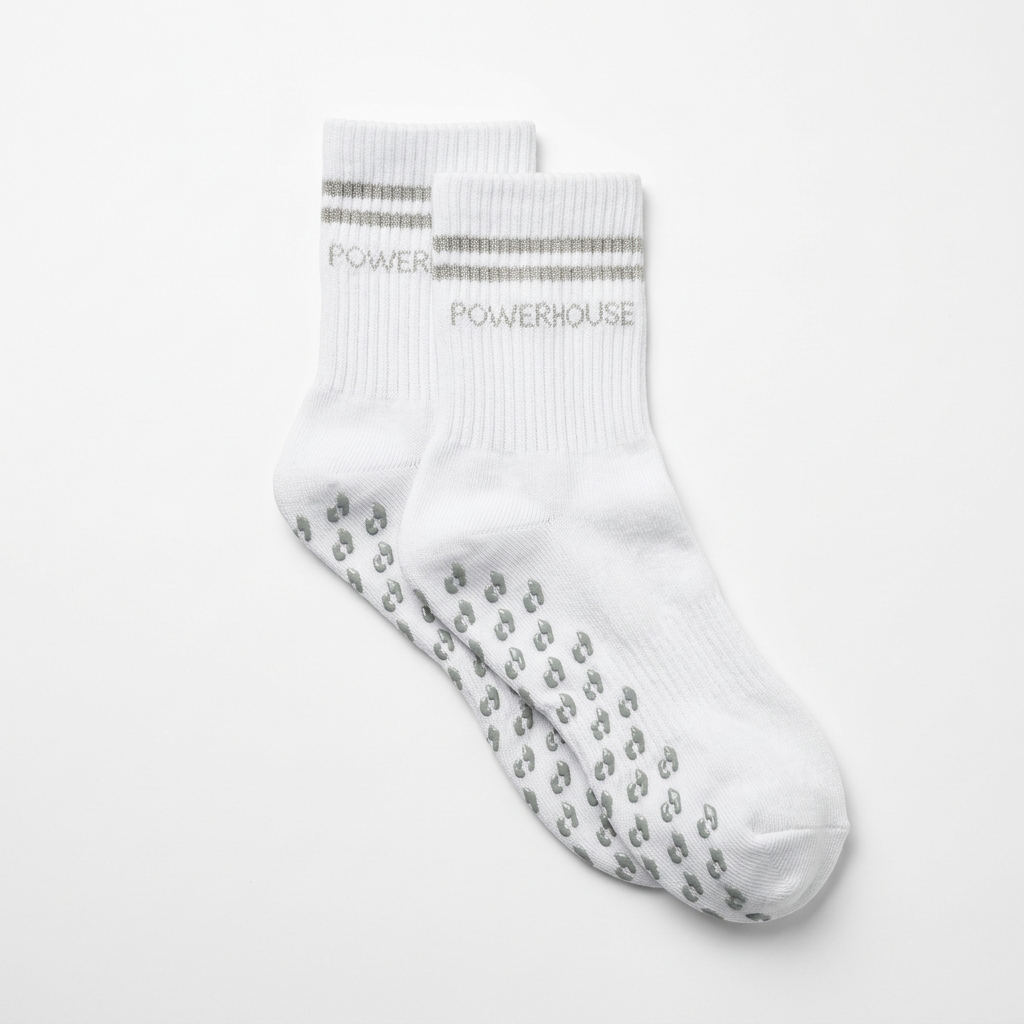 POWERHOUSE Studio Grip Socks - White/Gray